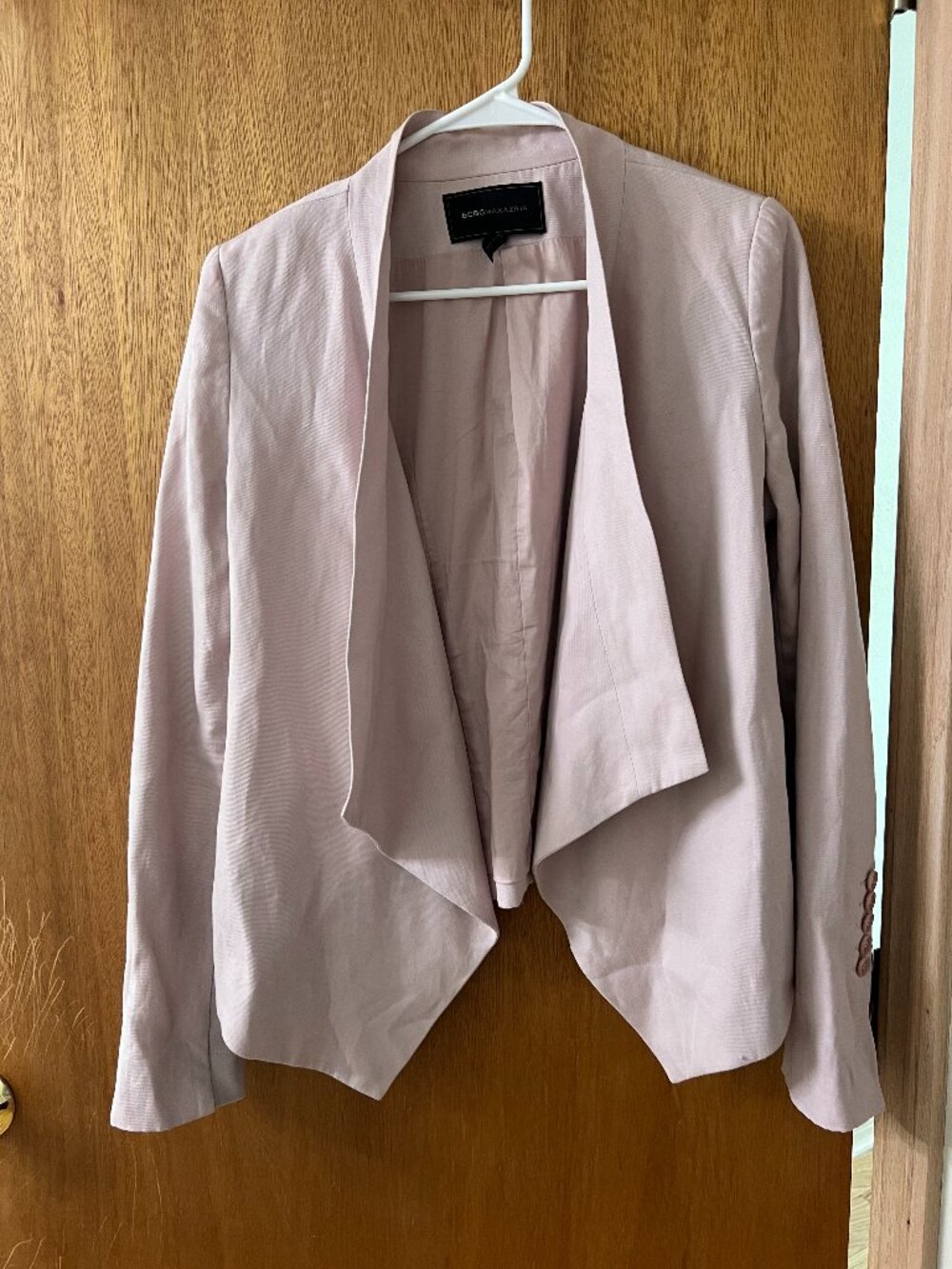 BCBGMAXAZRIA Blush Pink Waterfall Drape Jacket